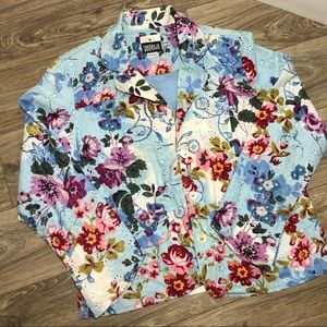 Vintage Yak Magik Art To Wear Button Front Embellished Jacket